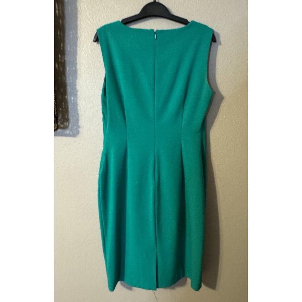 Calvin Klein Sheath Dress 6 Green Starburst Stretch Sleeveless Career - Picture 6 of 9